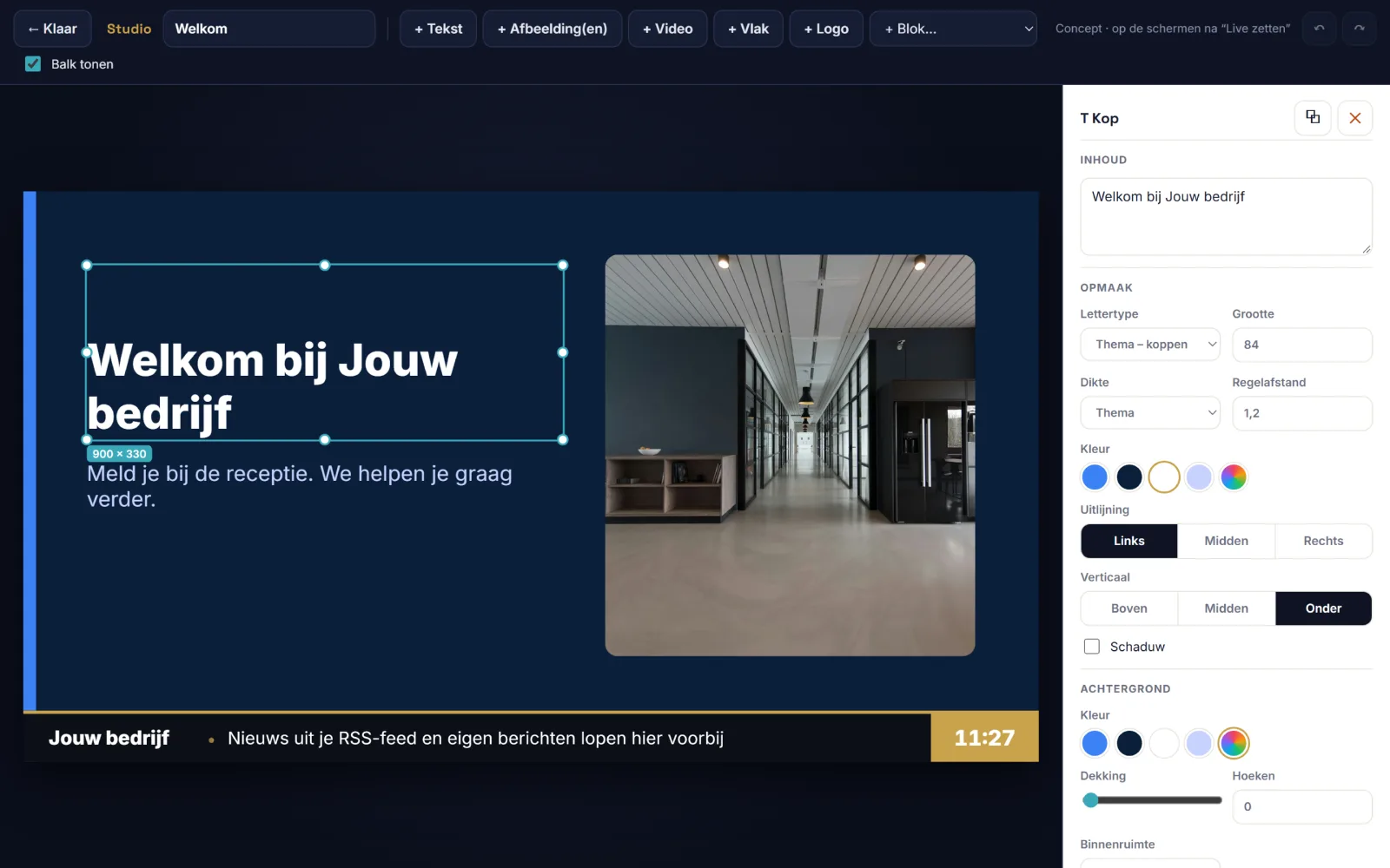Studio: Sleep tekst en foto's precies waar je ze wilt, in je eigen huisstijl.